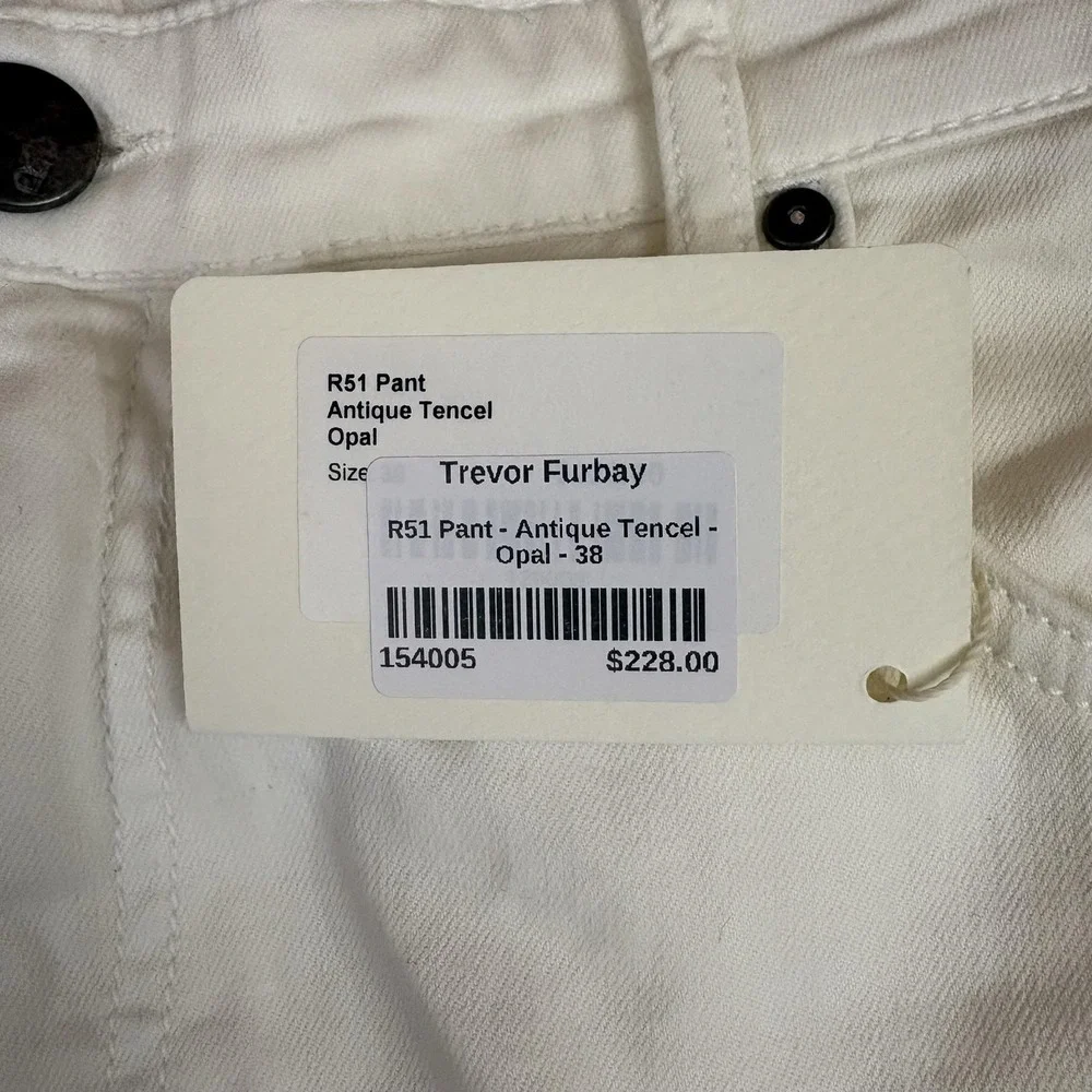 Rye 51 Silo Antique Tencel Pants Jeans Mens 38x34 Opal White NEW NWT